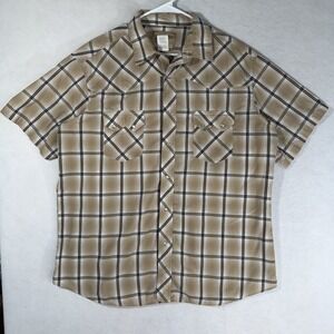 Wrangler Western Shirt Mens XL Plaid Short Sleeve Pearl‎ Snap Cowboy Rodeo Ranch